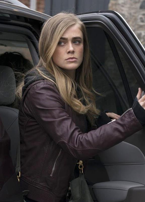 Michaela Stone Manifest Melissa Roxburgh Maroon Leather Jacket