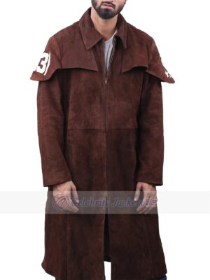 A7 Brown Suede Leather Duster Trench Coat