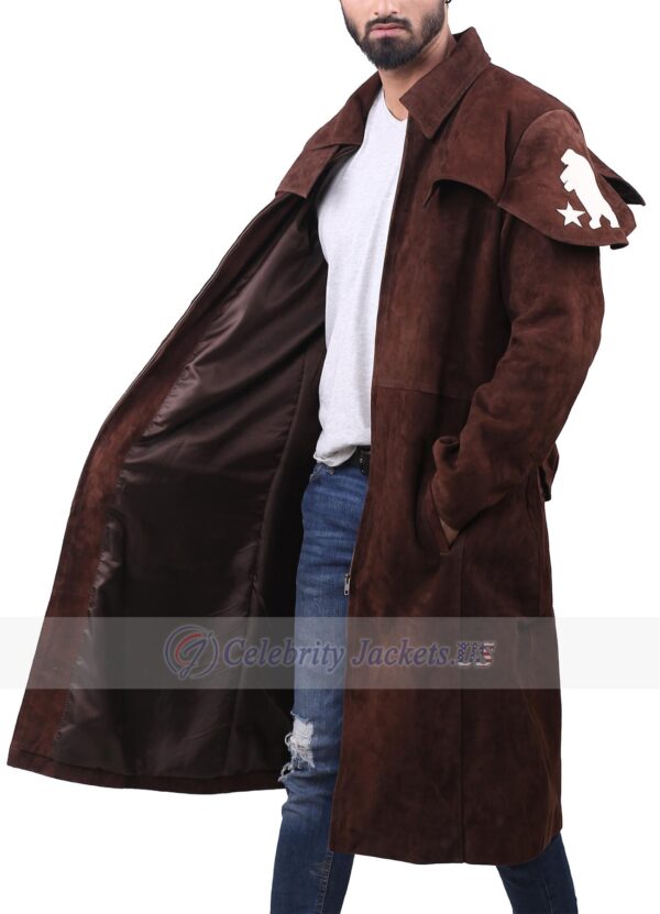 A7 Brown Suede Leather Duster Trench Coat