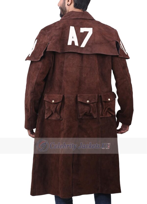 A7 Brown Suede Leather Duster Trench Coat