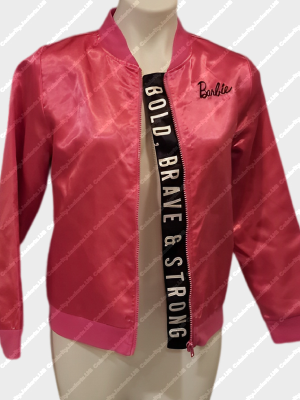 Barbie Pink Satin Bomber Jacket