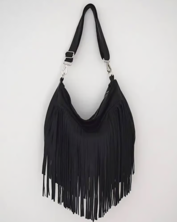 Beth Dutton Black Fringe Leather Purse