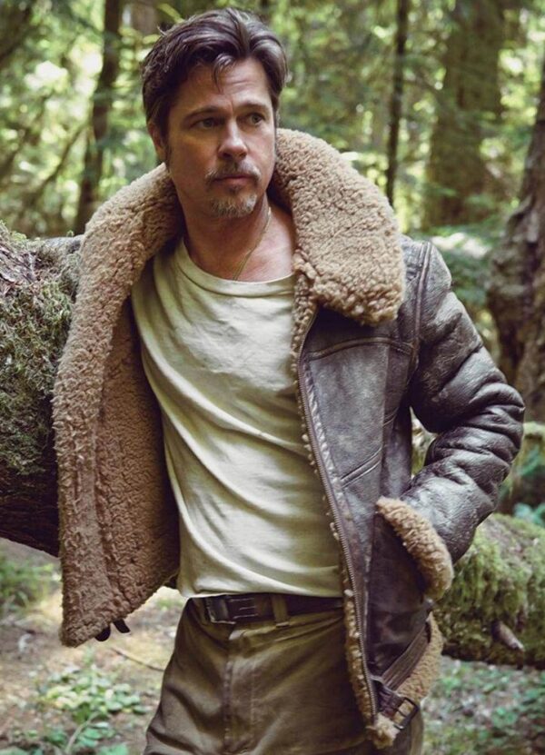 Brad Pitt Shearling Leather Jacket