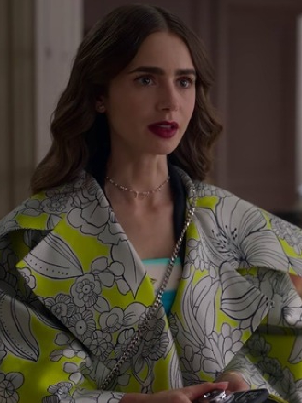 Emily in Paris S02 Lily Collins Yellow Floral Jacket