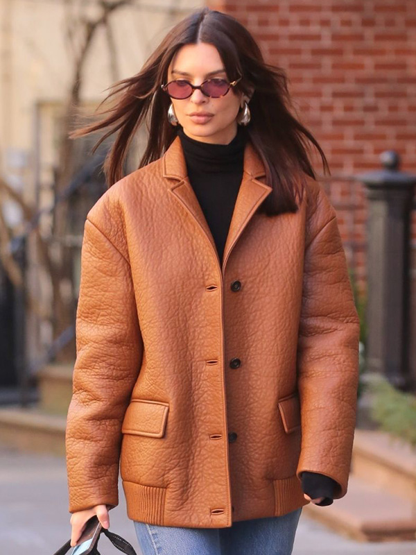 Emily Ratajkowski Leather Jacket