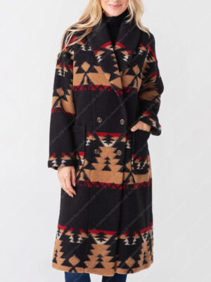 Yellowstone S05 Beth Dutton Black Printed Coat