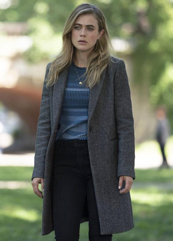 Michaela Stone Manifest Melissa Roxburgh Gray Wool Coat