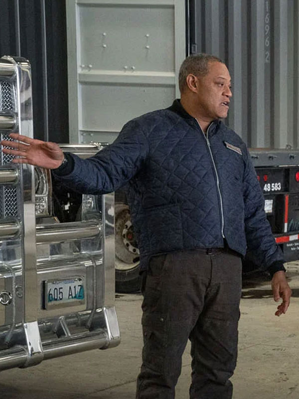 The Ice Road Laurence Fishburne Blue Bomber Jacket