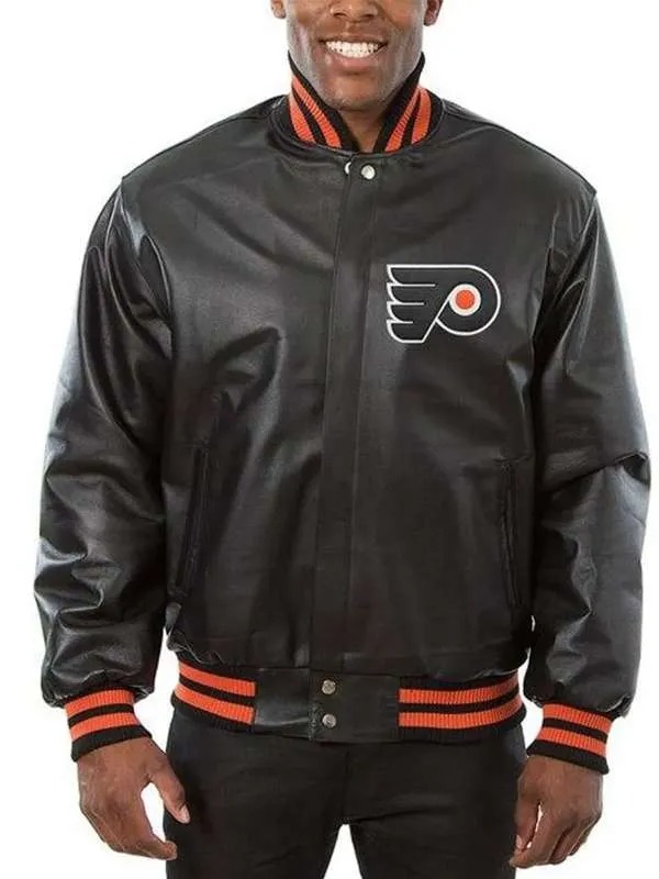 Philadelphia Flyers Black Leather Jacket