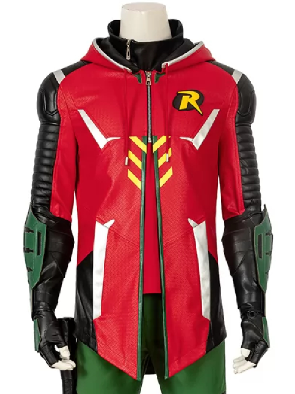 Robin Gotham Knights Red Leather Jacket