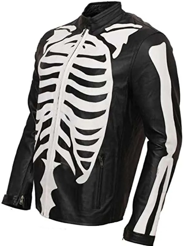 Skeleton Bones Halloween Party Leather Jacket