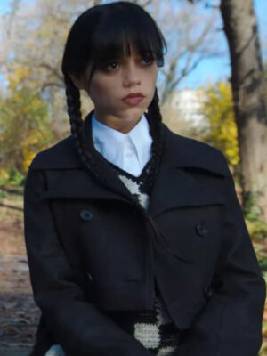 Wednesday Jenna Ortega Crop Coat