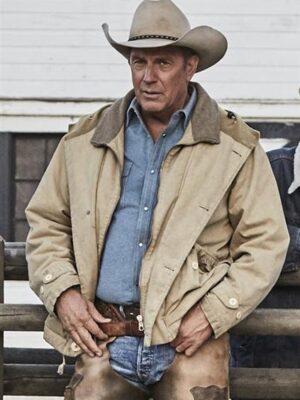 Kevin Costner Yellowstone John Dutton Beige Cotton Jacket