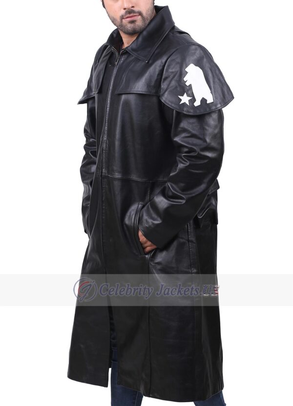 A7 Black Leather Duster Trench Coat