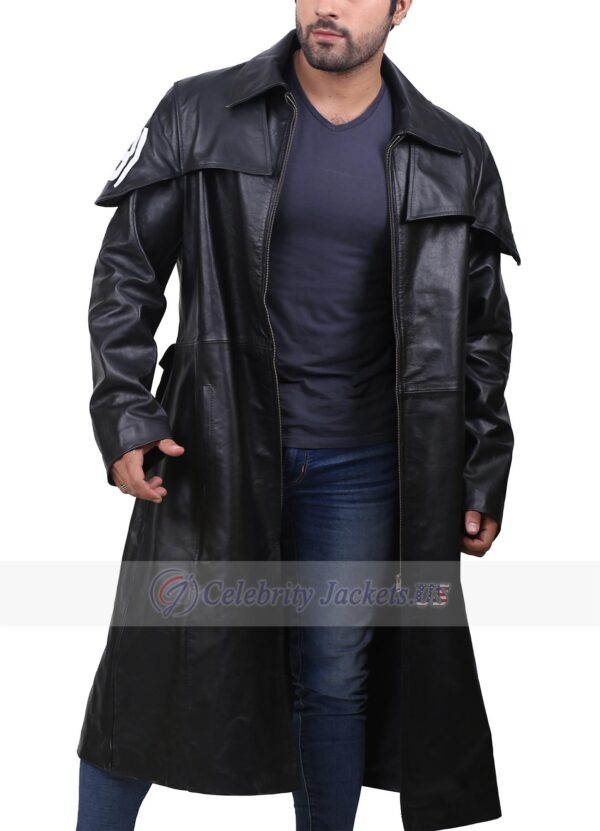 A7 Black Leather Duster Trench Coat