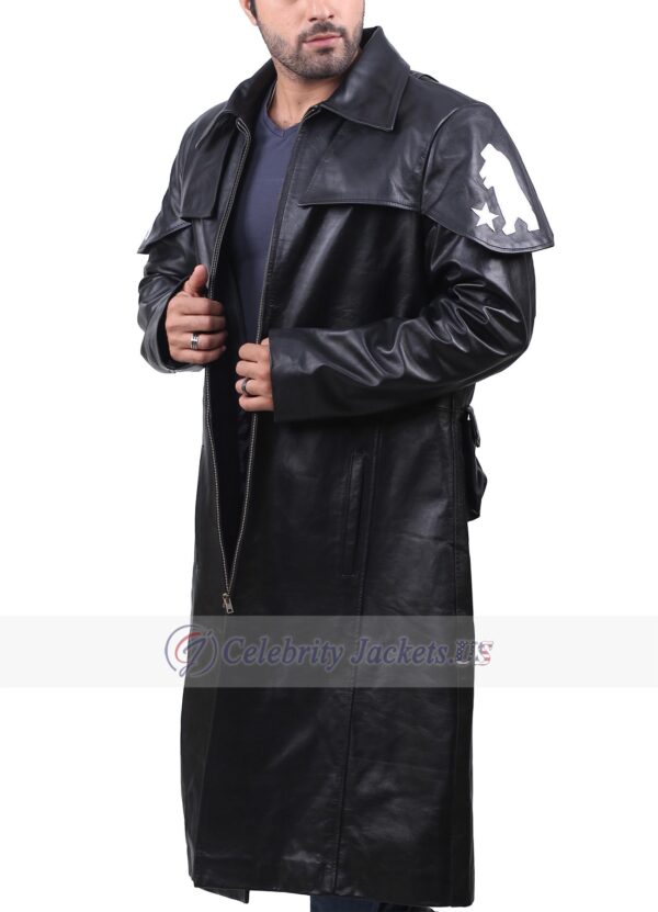 A7 Black Leather Duster Trench Coat