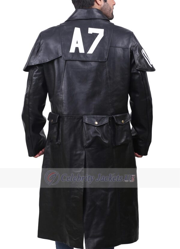 A7 Black Leather Duster Trench Coat