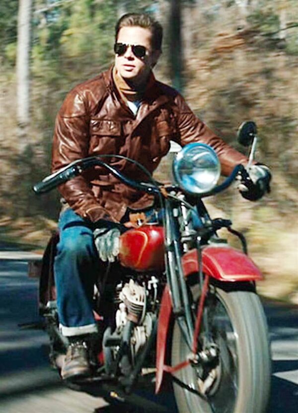 Brad Pitt Biker Brown Leather Jacket