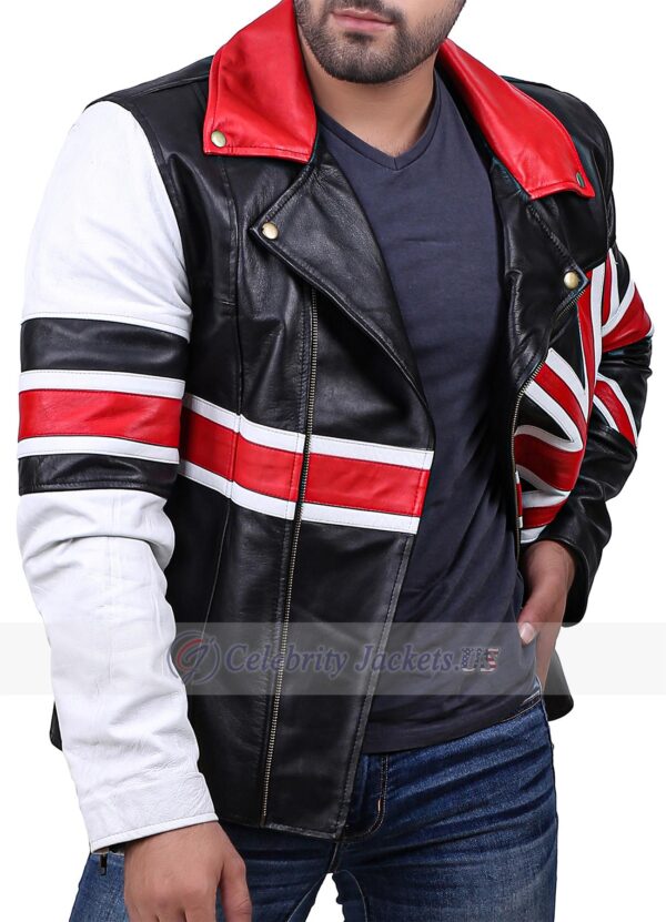 British Flag Biker Leather Jacket for Men