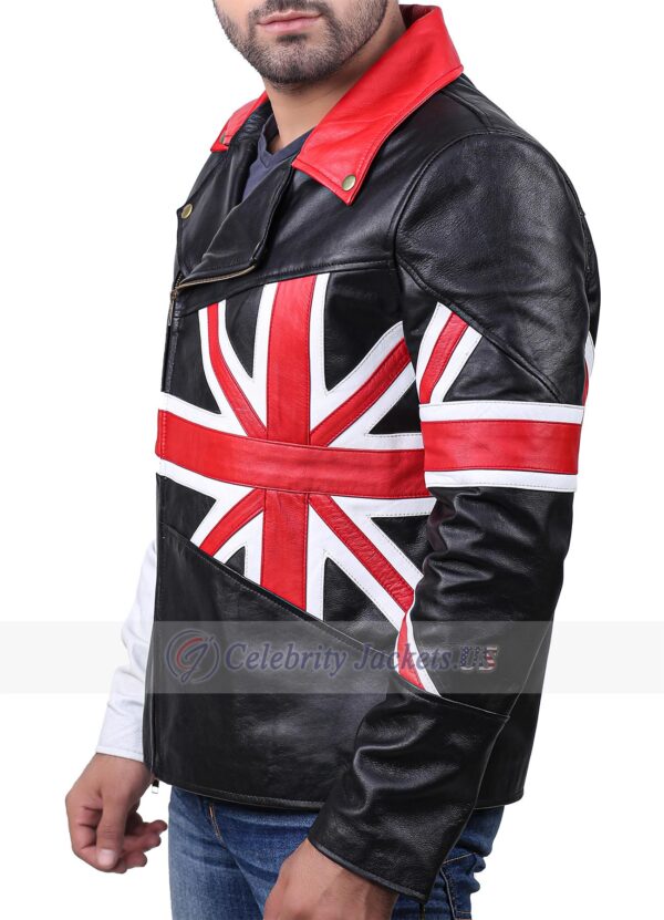 British Flag Biker Leather Jacket for Men