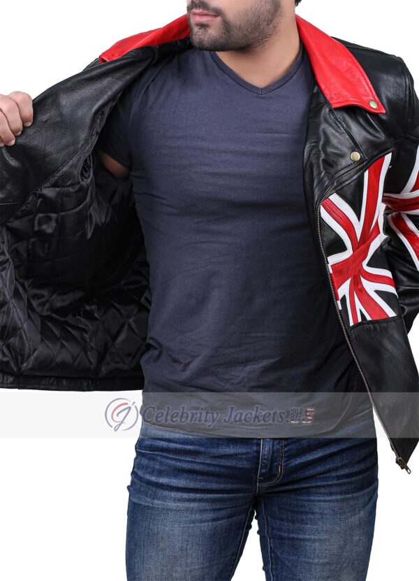 British Flag Biker Leather Jacket for Men