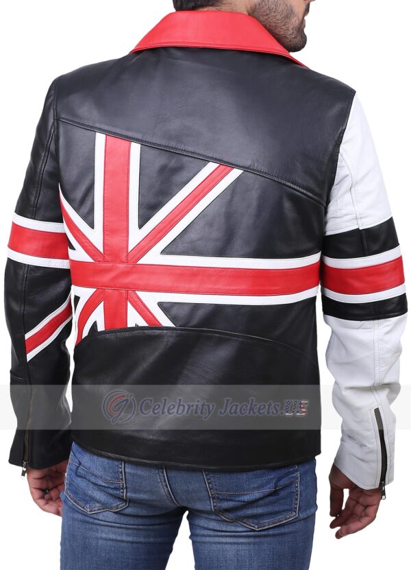 British Flag Biker Leather Jacket for Men