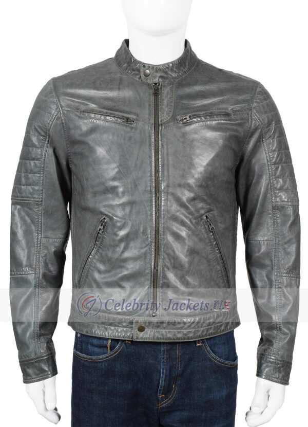 Collin Vintage Fashion Racer Leather Jacket