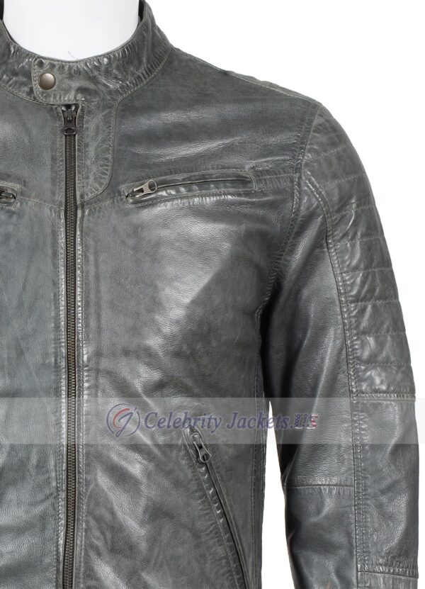 Collin Vintage Fashion Racer Leather Jacket