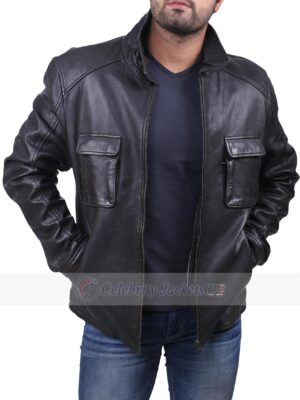 Darryl Slim Fit Black Racer Leather Jacket