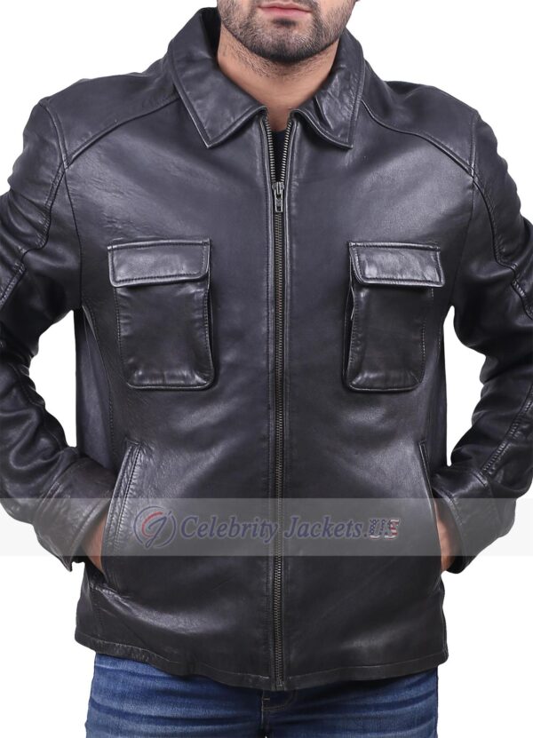 Darryl Slim Fit Black Racer Leather Jacket