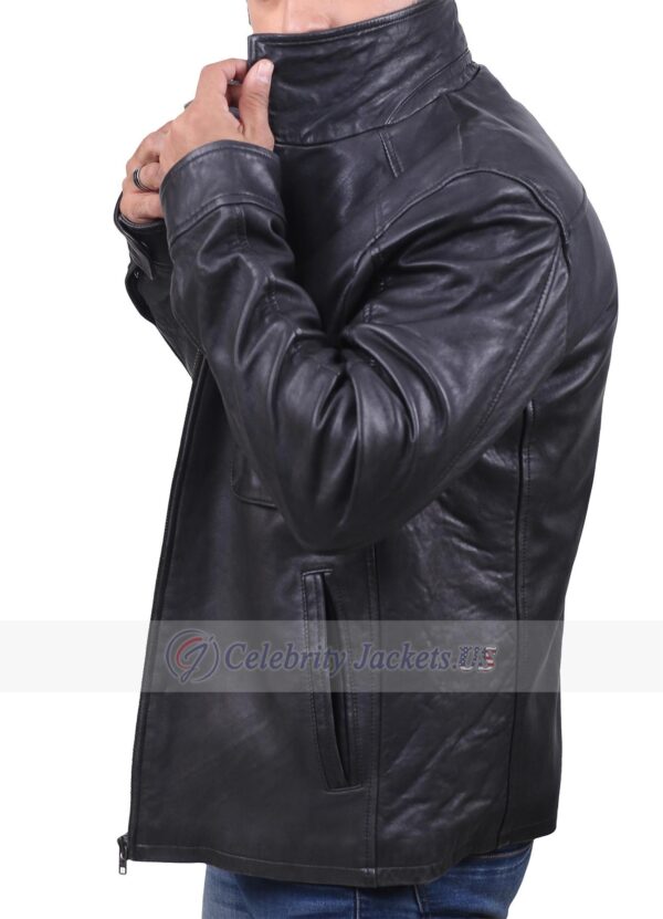 Darryl Slim Fit Black Racer Leather Jacket