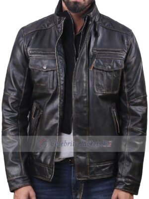 Kennedy Vintage Distressed Olive Green Leather Jackets