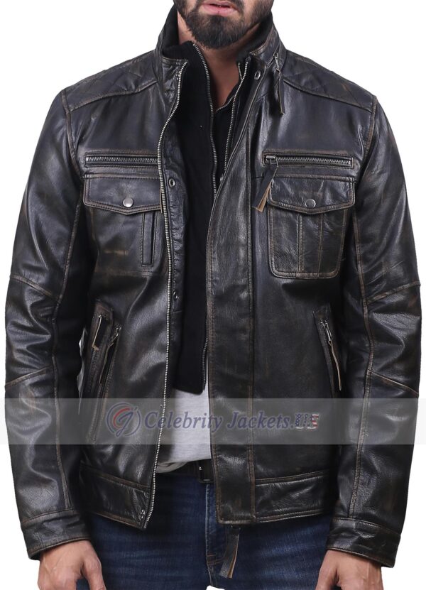 Kennedy Vintage Distressed Olive Green Leather Jackets