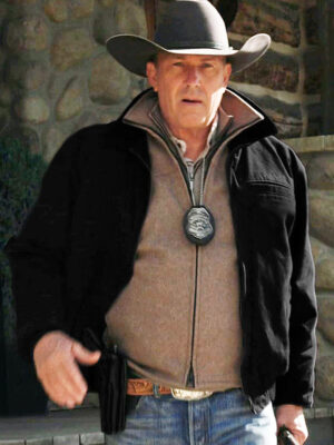 Kevin Costner Yellowstone John Dutton Black Cotton Jacket