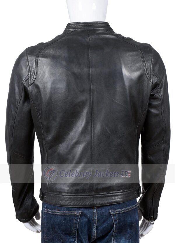 Richard Smoke Black Moto Cafe Racer Leather Jacket