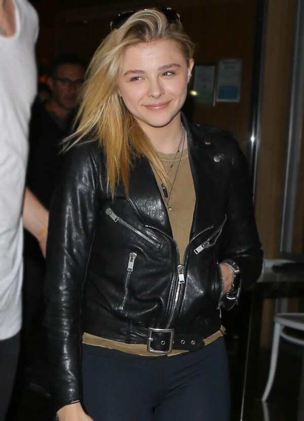 Chloe Grace Moretz Biker Leather Jacket