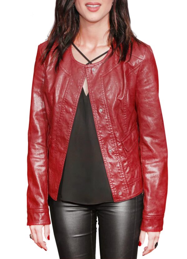 Dana Delorenzo Collarless Leather Jacket