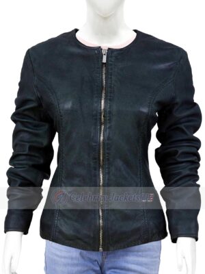 Diana Collarless Anthra Fashion Leather Jacket