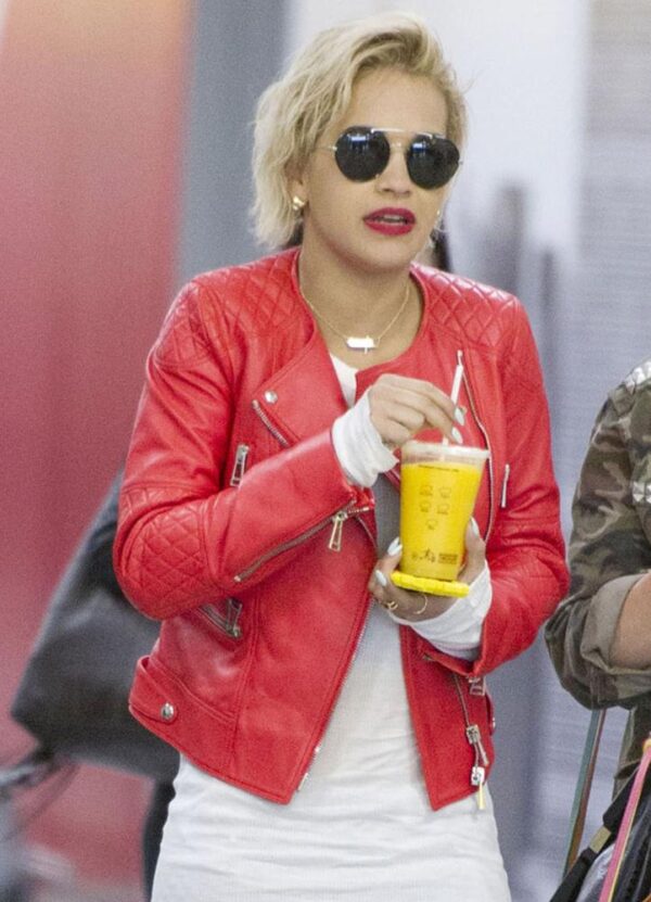 Rita Ora Biker Leather Jacket