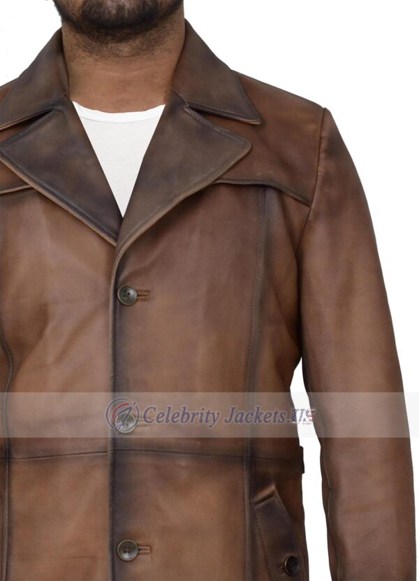 Affordable Lapel Collar Brown Short Leather Coat for Men