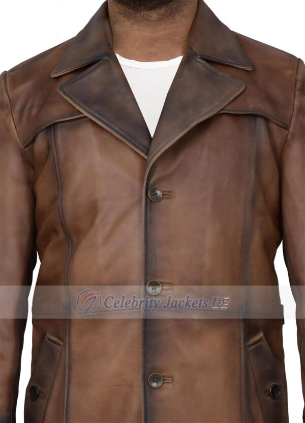 Affordable Lapel Collar Brown Short Leather Coat for Men