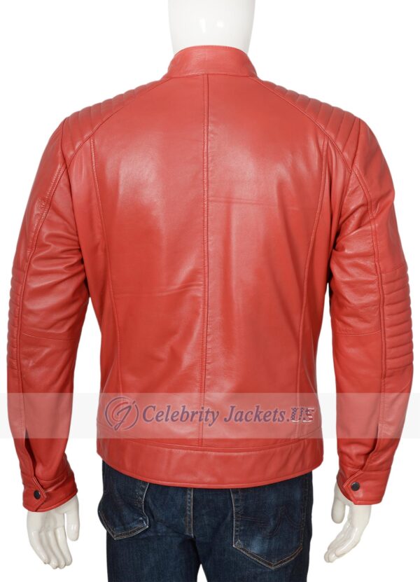 Aiden quilted Red Biker Style Leather Jacket