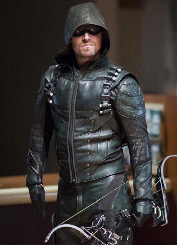 Arrow Season 5 Oliver Queen Green Leather Jacket