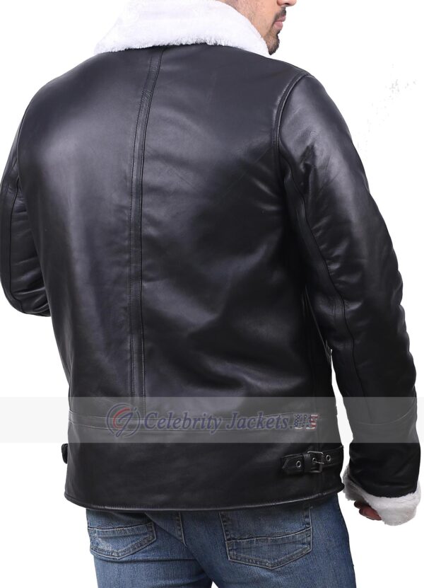 B3 Black Bomber Jacket With Faux Fur Collar And Cuff