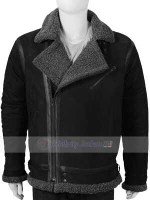 B3 Style Fake Black Shearling Jacket