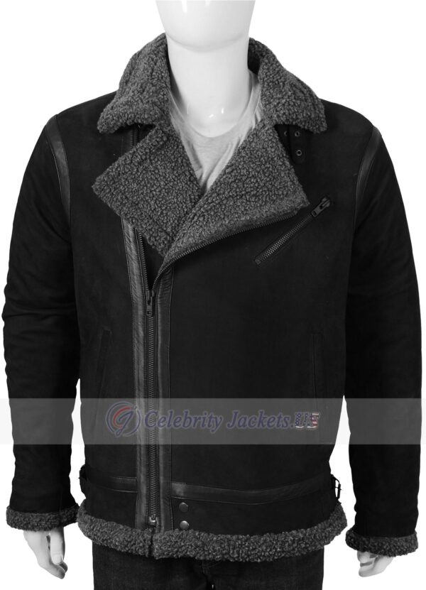 B3 Style Fake Black Shearling Jacket