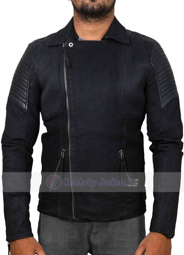 Biker Style Shirt Black Denim Jacket