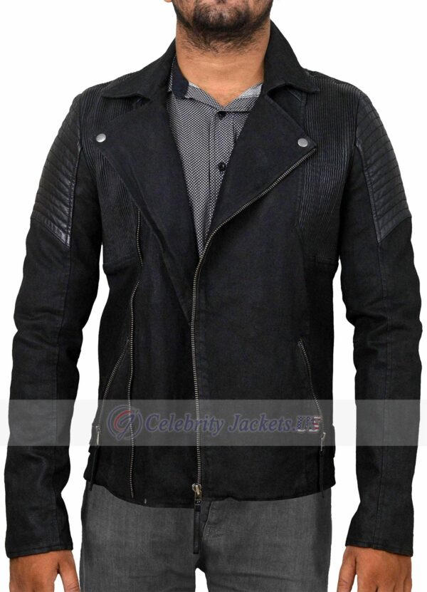 Biker Style Shirt Black Denim Jacket