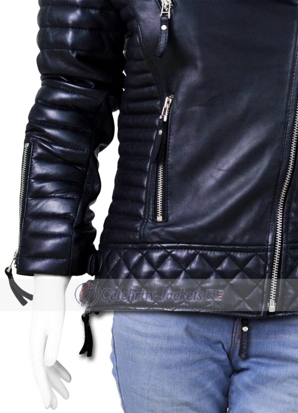 Black Quilted Leather Jacket for Women