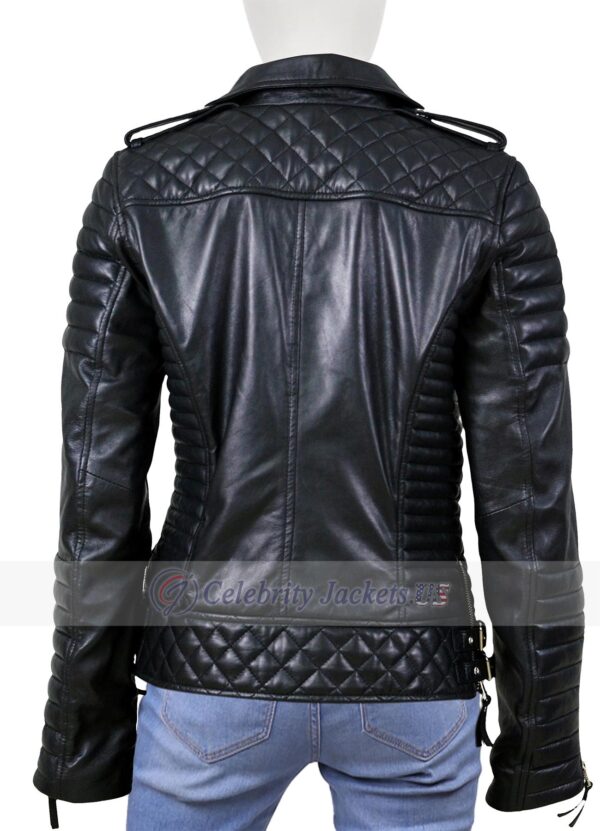 Black Quilted Leather Jacket for Women